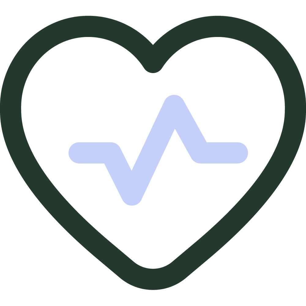 Icon eines Herzens mit EKG-Linie